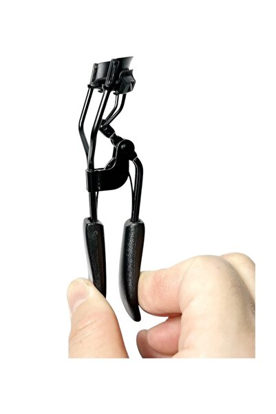 WDA Eyelash Curler with Comb, Stainless Steel, Black, 2 Silicone Refill Pads