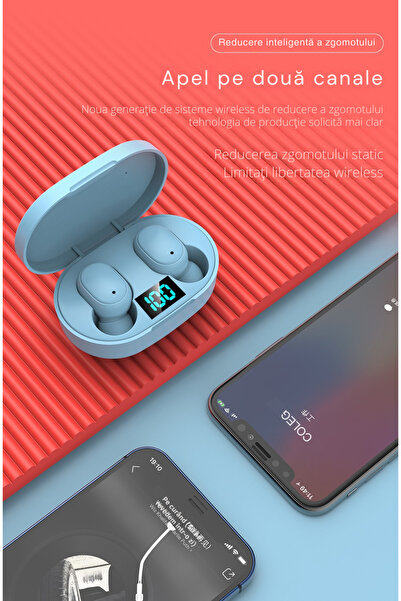 OEM TWS E6S Bluetooth Headphones, LED Digital Display, HI-FI Sound, IPX5, Microphone, Bluetooth 5.4, Black