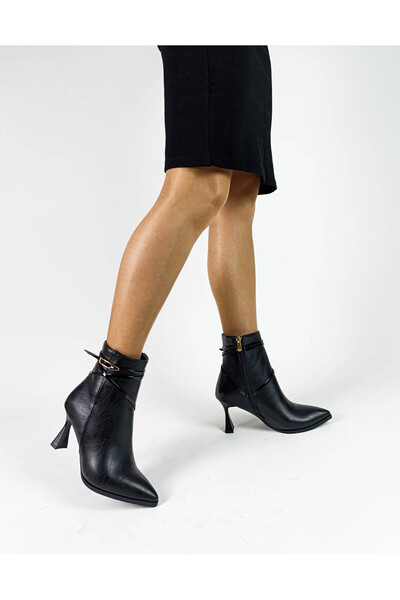 GDT Ayakkabı Siyah Renk Sivri Burun Kadeh Topuk Fermuarlı 36-40 Numara Arası ...