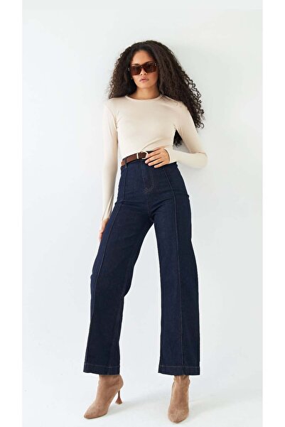 rimas önden dikişli Nubuk kemerli jean