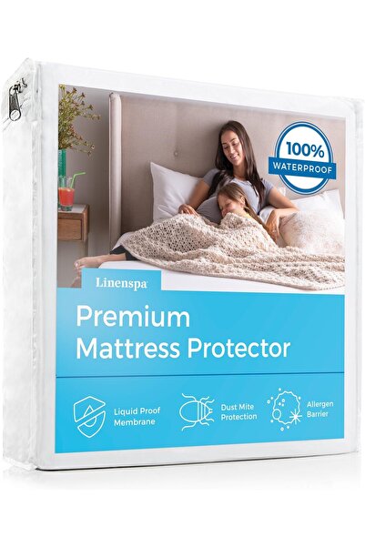 Linenspa Smooth Top Premium Mattress Protector, White, King