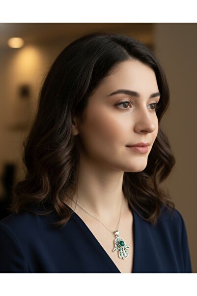 ErdoğanSilver 925 Ayar Gümüş Fatma Ana Eli Telkari Kolye Ucu (Zincirsiz) - Ak...