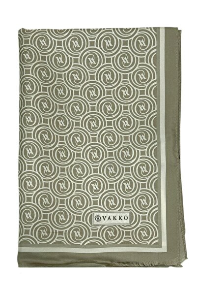 Vakko Шал от копринен кепър - Нов монограм - Светлозелен