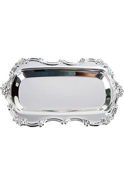 Generic Koluxi Vintage Rectangular Metal Serving Tray - Silver (1 piece)
