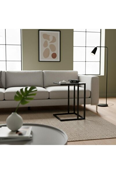 DEC24 Metal side coffee table with a transparent glass top