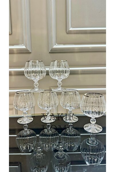 Vakıf home Bohemia Kristal Ayaklı Gümüş Renk Kahve Yanı Su Bardağı