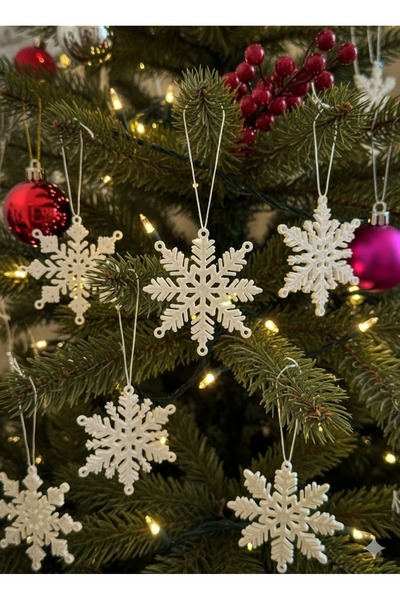 polivera زينة شجرة عيد الميلاد على شكل ندفة ثلج (مجموعة من 10) - زخارف تزييني...