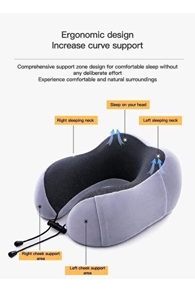 Generic Travel Neck Pillow Memory Foam Neck Pillow With Eye Mask Ear Plug Storage Bag for Travel Office Home