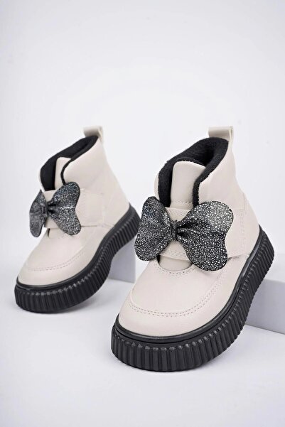 p papuccum ortopedi çocuk ayakkabıları Girl's Hologram Bow Waterproof Non-Slip Sole Boots