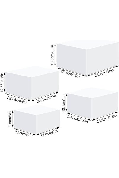Slasa 4-Piece Acrylic Cube Display Box Riser Stand White 25.4x25.4x16.5 cm