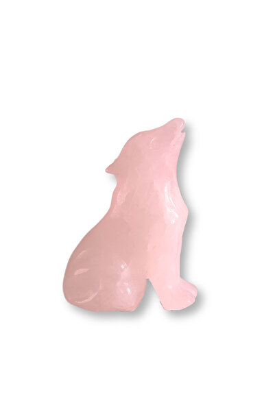 craftmystic Figurină Lup din Cuarț Roz, 5 cm - Favorizează Echilibrul Emoțional și Armonia