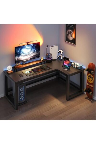 KEKE طاولة كمبيوتر وطاولة متعددة الوظائف للمكتب المنزلي 120×80 سم (الزاوية ال...