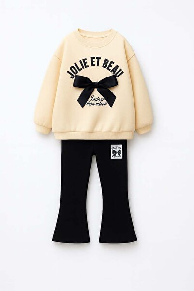 Pinkitokids Jolie Bow Detail Sweatshirt and Flared Leggings Set