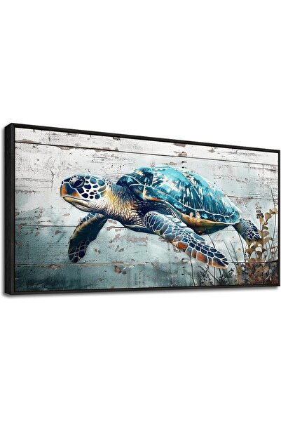 Emoda home Trove لوحة جدارية بحرية بمقاس ١٢٠×٦٠ سم - لوحة قماشية لسلحفاة بحري...