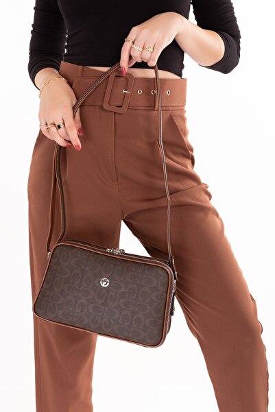 Gondol Women's Daily Crossbody Bag Gp.1327 Brown Text