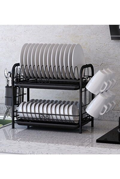 KEKE Multi-functional 2-Tier Dish Rack Kitchen Storage Rack Knives/Cutting Board Holder Drainboard