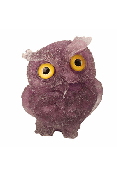 craftmystic Figurină bufniță sculptată manual, rășină de 75 mm și pietre semi...