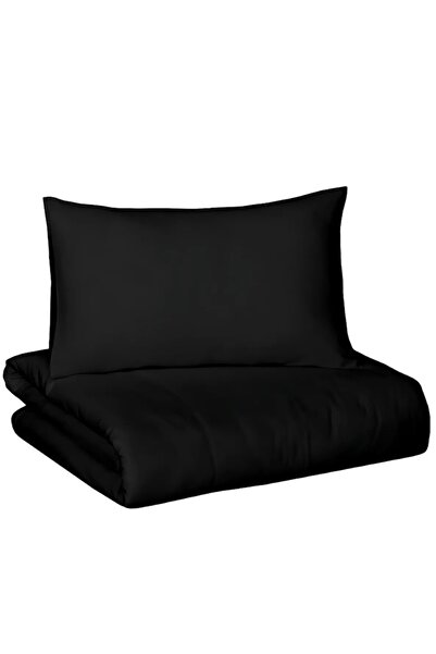 iTin 3-piece double bed linen, premium polyester, 200x200 cm, elegant black, refined design