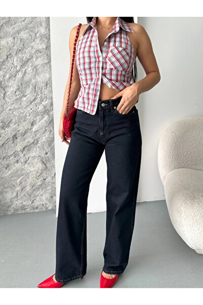 Işıltı kidss Palazzo super stone enzyme tint wash pantaloni de blugi închis albastru închis d2008