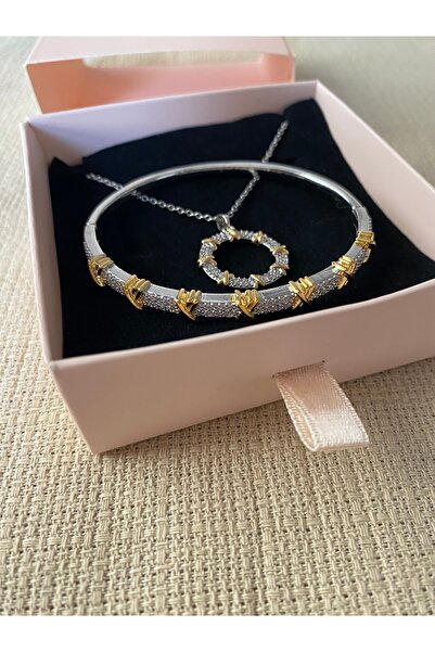 melyco XOXO Kararmaz Çelik Bileklik ve Kolye Seti