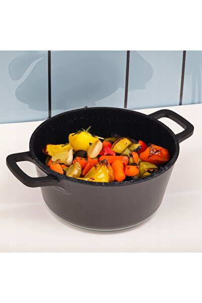 Kamille KM-4460 Marble Non-Stick Pot with Lid, 2.5 L (20 x 9.5 cm), Induction Compatible