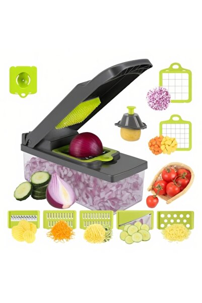 Fabrilux Multifunctional Grater 14 Pieces with Container and Interchangeable Stainless Blades