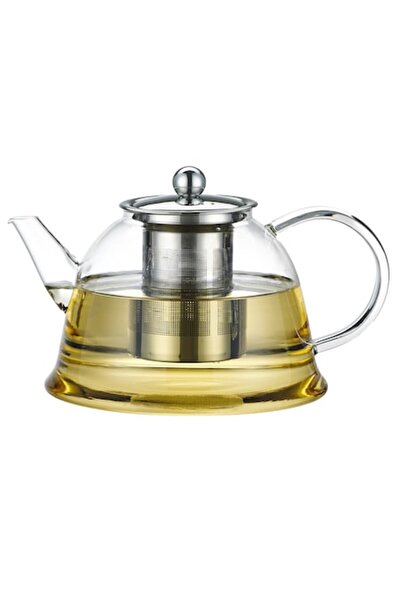 Kamille Ceainic, 1500 ml, oțel inoxidabil și sticlă termorezistentă, înălțime 14 cm