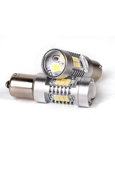 BZRSH Set of 2 LED car bulbs with lens 1156/BA15S P21W, BZRSH®, 21 LEDs, Cool white, 6000K