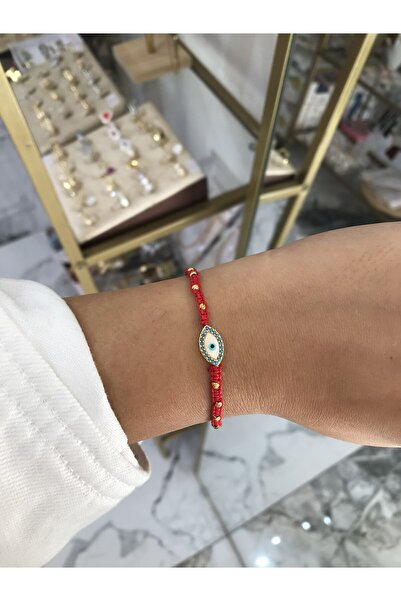 the ASEL İNCİ Eye Evil Eye Bead Detailed Rope Model Adjustable Bracelet