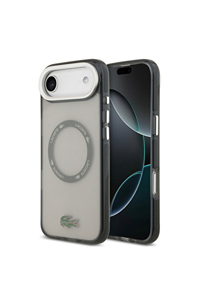 Lacoste iPhone 17 Air Compatible Case Original Licensed M-Safe Featured Iconic Crocodile Logo Frosted Cover Gray