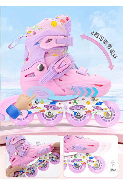 Krista 2 in 1 kids roller skates Angel Wings, with helmet, pads, adjustable sizes 35-38, pink M