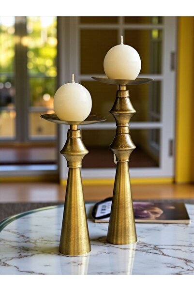 ArzzHome Dekoratif 2’li Huni Şamdan Seti (Mum Dahil) – Eskitme