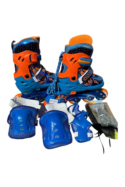 Krista 3 in 1 Kids roller sketes MY-918TDS, 4 wheels, blue S, sizes 31-34, with protective gear