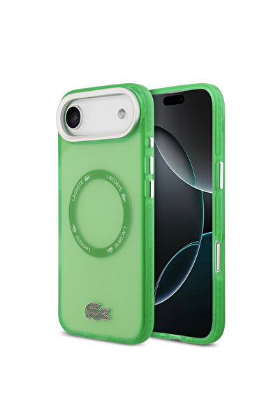 Lacoste iPhone 17 Air Case Original Licensed M-Safe Featured Iconic Crocodile Logo Frosted Cover Green