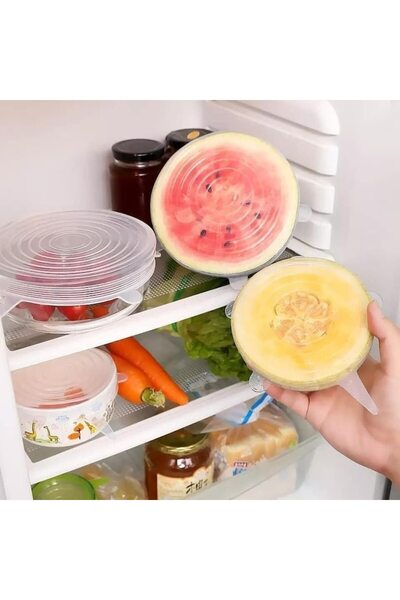 Fabrilux Set of 6 reusable silicone elastic lids for containers, fruits and vegetables