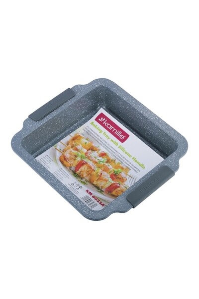 Kamille Baking tray 30x27x6 cm, marble, gray
