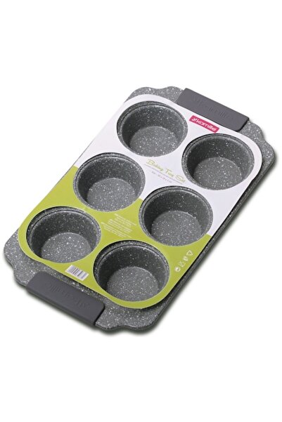 Kamille Tavă pentru 6 brioșe, oțel carbon, 30x18x3 cm, bej/gri