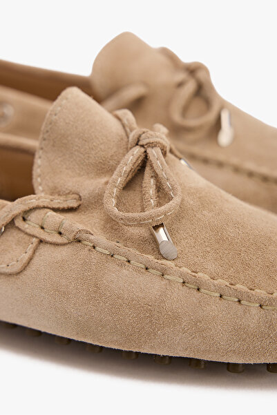 West To West Women's Leather Beige Suede Loafer Shoes