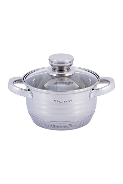 Kamille oală din oțel inoxidabil cu capac, 16 cm, 1,5 l, argintie