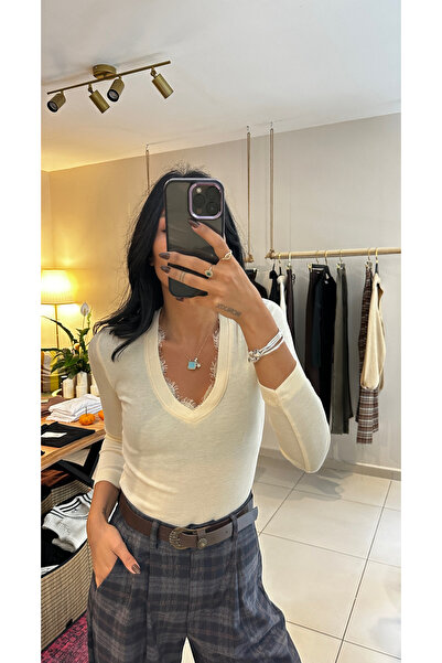 Krisbut Kadın Dantelli Bluz