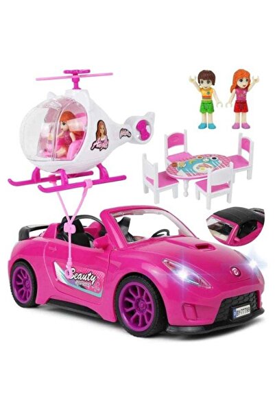 TOY GARDEN مجموعة ألعاب مغامرات الدمى - سيارة رياضية، مروحية، ومقطورة مع أضوا...