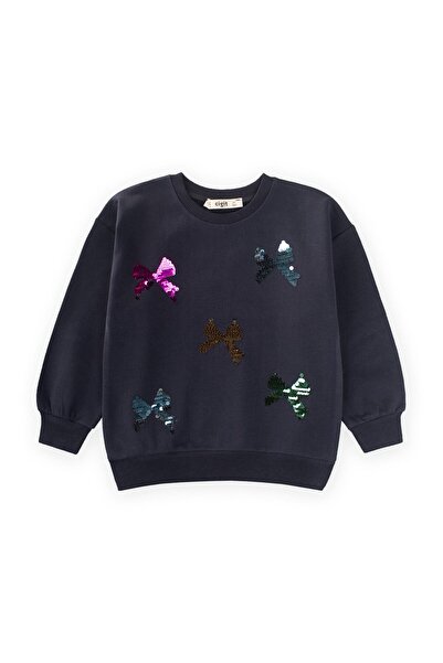 Cigit Sequin Sweatshirt 2-10 Years Anthracite