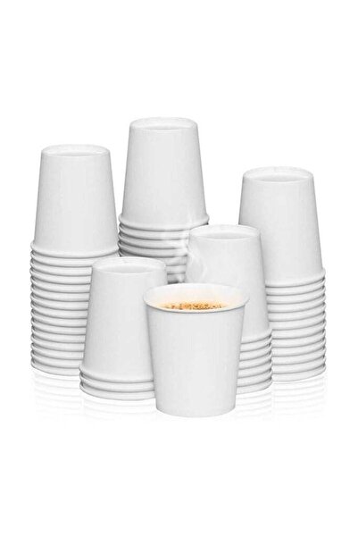 Promass 100 Cups 8 oz White Paper Cups Disposable for Hot/Cold Beverages