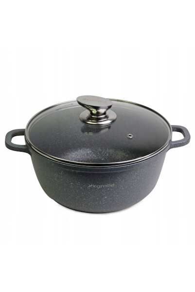 Kamille Pot with Glass Lid, Aluminum/Granite, 4.5 L (24 x 11.5 cm), Black/Transparent