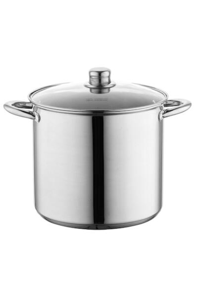 FLORINA Oală înaltă Caro din oțel inoxidabil 3,2 l cu capac de sticlă de 18 cm - inducție și gaz, KM5401