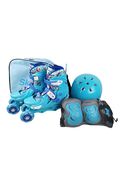 Krista 2 in 1 kids roller skates, R010S with helmet, elbow, knee pads, adjustable sizes 33-36 blue M