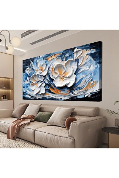 Emoda home Trove لوحة فنية جدارية أنيقة من قماش ALAYRA باللونين الأزرق والأبي...