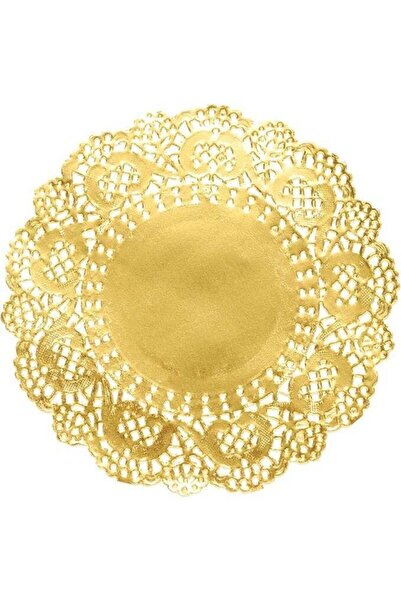 Promass Gold Round Paper Doilies 12 Pcs – 10 Inch Decorative Lace Paper for Cakes, Desserts & Even