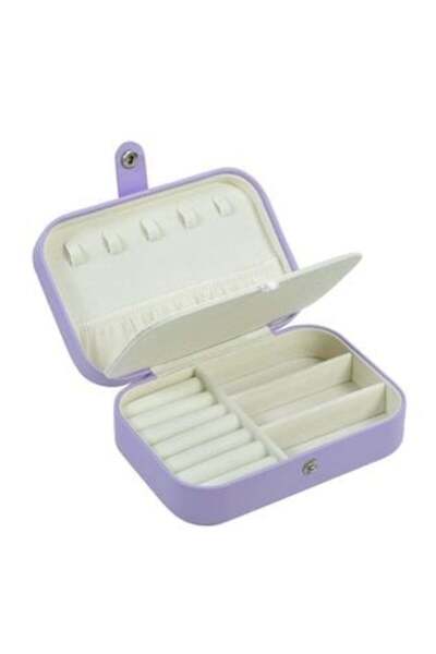 Silver Star Lilac Organizer Box with Button for Jewelry 16 x 11.5 x 5.5 cm
