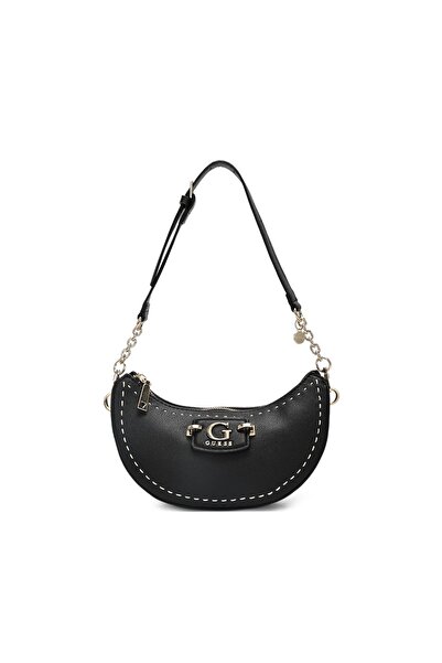 Guess حقيبة كتف أساسية سوداء على شكل هلال، حقيبة نسائية، 25×9×11 سم